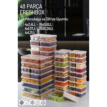 48 Parçalı Set Freshbox Mikrodalga Ve Difrize Uygun Saklama Kabı Seti Krem Krem