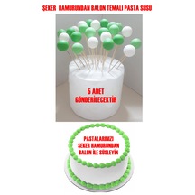 Şeker Hamurundan Renkli Balon Yeşil Beyaz 5 Adet