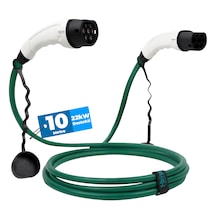Hims Emef-22t2-yb-10 22kw Tip 2 Soketli Yeşil 10m Elektrikli Araç Şarj Kablosu 22kw
