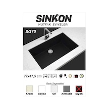 Sinkon Siyah Granit Eviye 77 x 47.5 - Sg70 - Sinkon