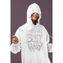 Sevbano Lady Gaga Baby I Was Born This Way Şarkı Baskılı Unisex Oversize beyaz