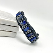 Sertifikalı Lapis Lazuli Doğal Taş Şık Görünümlü Erkek Bileklik M Lacivert