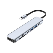 Daytona CH-13C Apple Uyumlu MacBook Type-C to USB 3.0 SD TF 4K HD 1080P HDMI PD Kart Okuyucu Çevirici Hub Adaptör