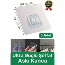 5 Adet Ultra Güçlü Suya Dayanıklı İz Bırakmaz Şeffaf Banyo Mutfak Ayna Tablo Raf Tutucu Askı Kanca B Diğer