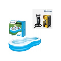Şişirme Pompali. Bestway 54117 Jumbo Oval Renkli Aile Havuzu Seti Çok Renkli