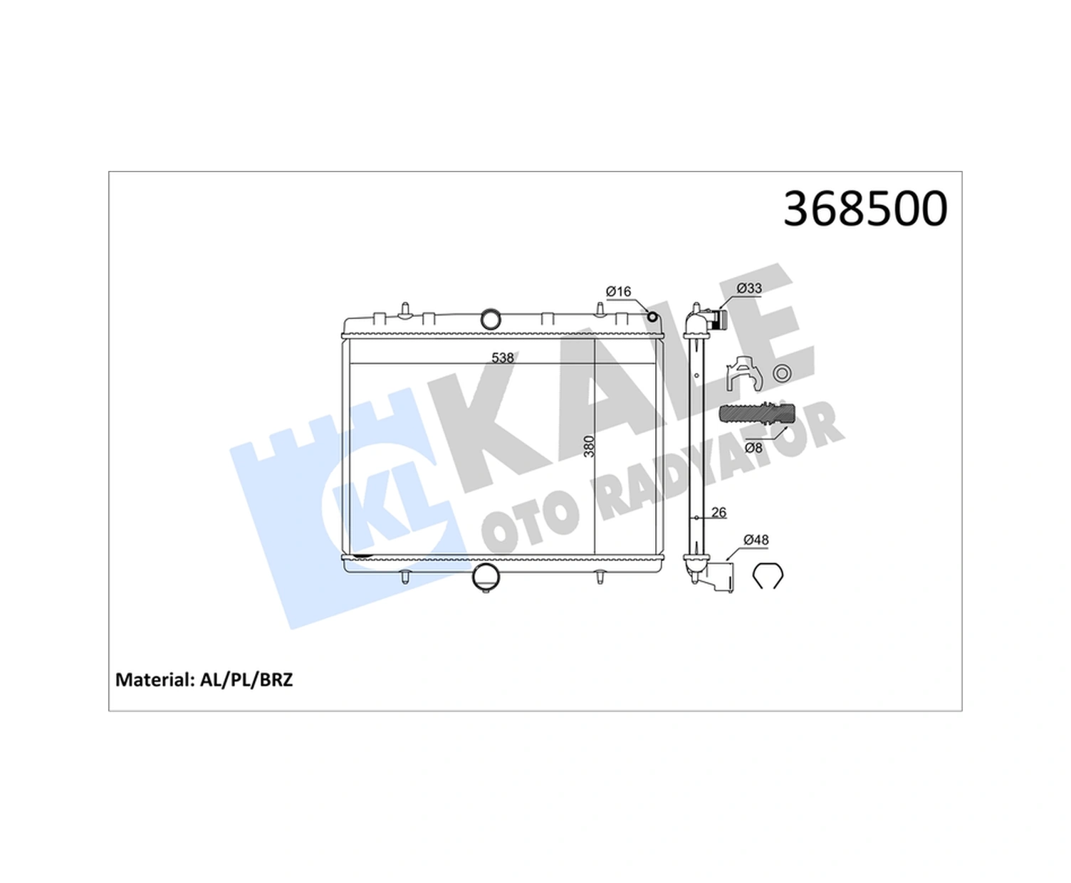 Su Radyatoru Fıat Scudo 1.6jtd - 2.0jtd 07-/ Cıtroen Jumpy 1.6hdı - 2.0hdı 07-