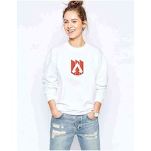 Apex Logo Baskılı Beyaz Kadın Sweatshirt (528240368)
