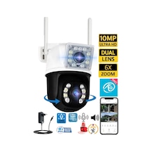 Okam Pro3012 Çift Kameralı 10mp Hareket Takipli Gece Sensörlü Çift Siren Su Geçirmez Wifi Ip Kamera