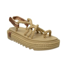 Bohonomad Ibiza Mid Platform Kadın Bej Sandalet Ibz0012-mp