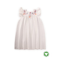 Cigit Nakışlı Organik Müslin Elbise 2-8 Yaş Ekru Ekru