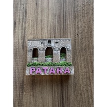 Patara Dekoratif Antik Taş Görünümlü Mıknatıs, El Yapımı, Yeşil Detaylı, Mor Yazılı, Duvar Süsü