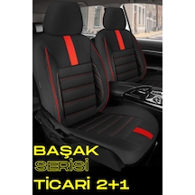 Ford Focus Titanium 2019 Uyumlu Siyah Kırmızı Başak Serisi 2+1 Ticari Koltuk Kılıfı