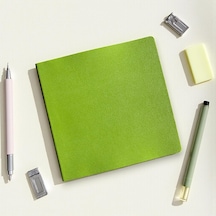 Defter, Çizgisiz Not Defteri Pu Deri Not Defteri 16,5x16,5 Cm, 96 Yaprak 192 Sayfa , 90 Gr Yeşil