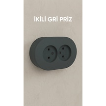 Antrasit Renkli Sıva Üstü İkili Topraklı Elektrik Prizi Slicer