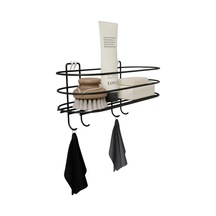 Banyo Mutfak Düzenleyici Oval Düz Banyo Havluluk Rafı Sabunluk Mat Siyah Duş Askısı Raf Kancalı Oval Raf Siyah