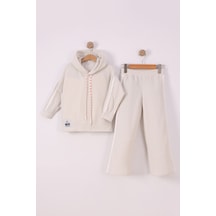 Monox Kız Çocuk Çiçek Baskılı İpli Şeritli Pantolon Fitilli Polar Takım Taş Monox Kız Çocuk Çiçek Baskılı İpli Şeritli Pantolon Fitilli Polar Takım Taş