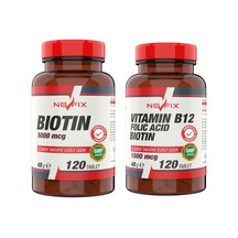 Nevfix B12 Folic Acid&Biotin 120 Tablet Biotin 5000 Mcg 120 Table