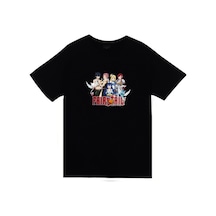 Fairy Tail Anime Baskılı Unisex %100 Pamuk Siyah T-shirt SIYAH