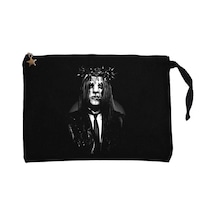 Slipknot Joey Jordison Portre Siyah Clutch Astarlı Cüzdan / El Çantası