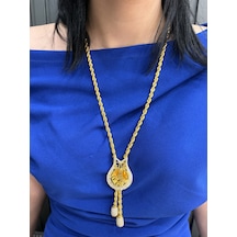 Tuğra Uçlu Halat Kolye 80 Cm 5 Mm 22 Ayar Altın Kaplama -2