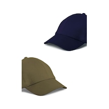 Unisex Haki Ve Lacivert Rengi 2'li Beyzbol Şapka Seti - Unisex Lacivert - Haki
