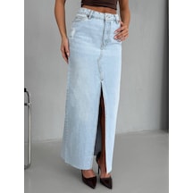 Yırtmaç Detaylı Maxi Denim Etek ÇoK Renkli