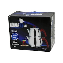 Hünkardem Mini Küre Çelik Çaydanlık Seti Renkli Bakalit Kulp, Üst Demlik: 0.75l & Alt Suluk: 1.35l