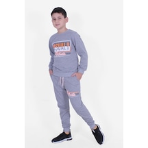 Fyk Kids 2 İplik Baskılı Erkek Çocuk Eşofman Takımı Gri