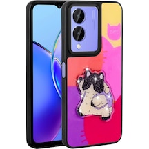 Zore Vivo Y17s Kılıf Parlayan Kabartmalı İkonik Figürlü Amas Silikon Kapak - Mor Mor