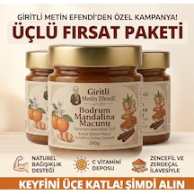 3 Kavanoz Bodrum Mandalina Macunu Giritli Metin Efendi Zencefil, Zerdeçal, Havlıcan, Nane, Kekik, Okaliptus Yağı Içeren Macun 3x240 Gr