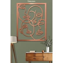 Yüzler Metal Duvar Tablosu - Metal Duvar Sanatı - Bronz - 60 X 75 Cm