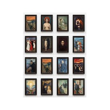 Edvard Munch Tabloları 16'lı Sticker Seti Laptop Defter Planlayıcı Etiket Çok Renkli