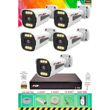 Fury 5 Kameralı 6 Warm Led Gece Renkli Görüş-cepten İzle-su Geçirmez Güvenlik Kamerası Seti 500gb