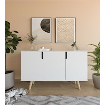 Verona 120 Cm Konsol, Kahve Köşesi, Tv Ünitesi, Çok Amaçlı Ahşap Ayaklı Konsol Beyaz
