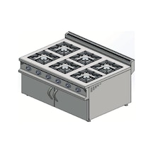 Karacasan Endüstriyel 900 Seri Dolaplı 120 Cm 6 Gözlü Doğalgazlı Ocak