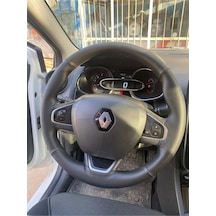 Dikişli Direksiyon Kılıfı Noktalı Damarlı Deri Siyah Dikişli Renault Clio İçin