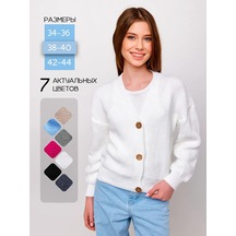 Un Leone Düğmeli Oversize Okul Kazağı 221405148 Beyaz Un Leone Düğmeli Oversize Okul Kazağı 221405148 Beyaz