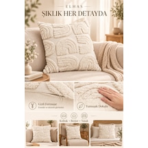 Kabartma Desenli Yumuşak Dokulu Dekoratif Kırlent Kılıfı Modern Ve Şık Yastık Kılıfı 1 Adet Krem - 923377985 Krem