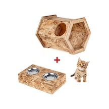 Özel Tasarım Iç Mekan Kedi Evi Yuvası Ve Mama Kabı