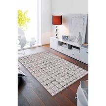 Pembe Spor Kaymaz Tabanlı Makinede Yıkanabilir Halı Fv005n11