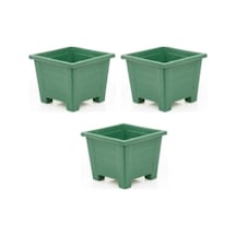 Kare Plastik Saksı Seti, 0,6 L, 3 Adet, Yeşil