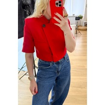 Modaonna Kırmızı Crop Blazer Ceket