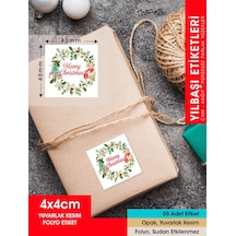 Yılbaşı Etiket Ayıcıklı-1, Merry Christmas, 4 Cm-55 Adet Folyo Sticker Çok Renkli