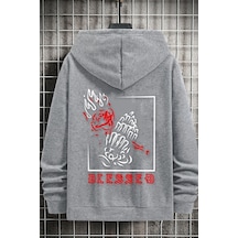 Uyguntarz Unisex Blesseb Baskılı Sweatshirt Gri
