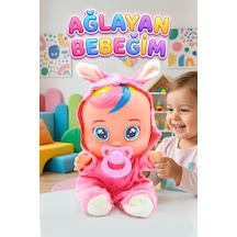 Pembe Kostümlü Ağlayan Ve Konuşan Et Bebek Emzikli Ve Biberonlu İnteraktif Oyuncak Bebek