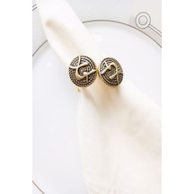 6 Adet Dekoratif Twin Gold Peçete Yüzüğü