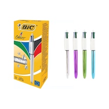 Bic Tükenmez Kalem Shıne 4 Colours Gümüş Gövde 12 Li 919380 Çok Renkli