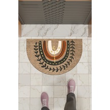 Rugmood Modern Dijital Paspas Kahverengi Püsküllü Gökkuşağı Kapı Önü Paspası