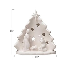 Creative Co-op U X 10,16 Cm G X 13,24 Cm Y Ağaç Ve Kesimli, Beyaz Figürler Ve Heykelcikler, Çoklu Seramik