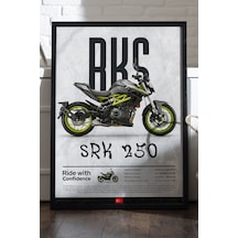 Rks Srk 250 Siyah Ahşap Çerçeveli Poster, Dekoratif Motosiklet Duvar Tablosu